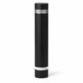 Tall 28cm column salt mill in matte black stained ash with a knurled steel collar and glass level ring