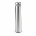 Column pepper mill in brushed stainless steel with a fine satin grain and knurled collar
