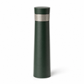 Column pepper mill in satin pine green lacquer with a knurled steel collar